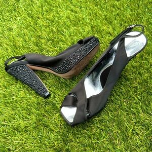 Y2K 2000s Black Rhinestone Studded Heels